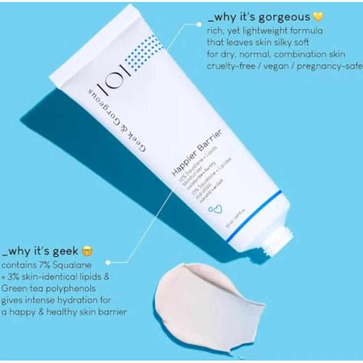 Geek & Gorgeous 101 Basics Happier Barrier Moisturizer, Feuchtigkeitsspendende Gesichtscreme mit natürlichen Inhaltsstoffen, Unisex, 50 ml – Bild 7