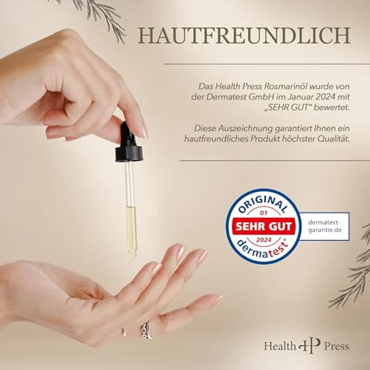 Health Press® Rosmarinöl 60ml – Haaröl bei Haarausfall – Rosemary Oil for Hair – Dermatologisch getestet - Natürliche Pflege – Bild 3