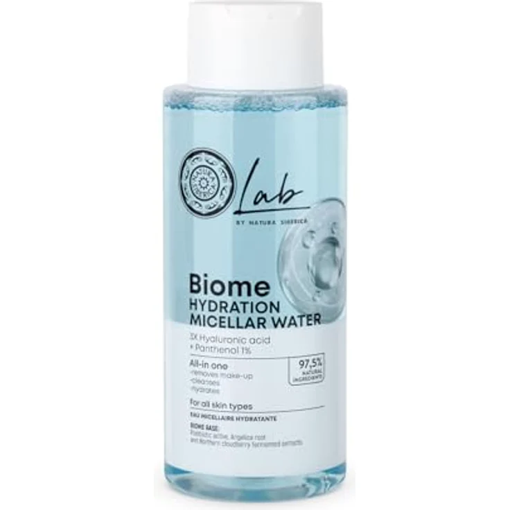 Natura Siberica LAB BIOME Hydration Mizellenwasser, feuchtigkeitsspendender Gesichtsreiniger mit Engelwurz, Winterlinde & Thymian, 400 ml, für alle Hauttypen – Bild 1