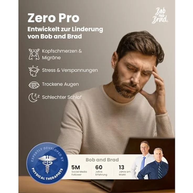 Bob and Brad Zero Pro, Leichtes, Geräuscharmes Augenmassagegerät mit Wärme, 5 Massagemodi, perfekt für Schlaf und Entspannung – Bild 3