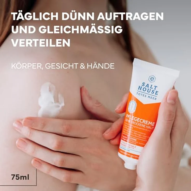 Salthouse Totes Meer Pflegecreme für extrem trockene, gereizte Haut - mit Mineralien, Magnesium, Urea & Sheabutter, dermatologisch getestet, 75 ml – Bild 5