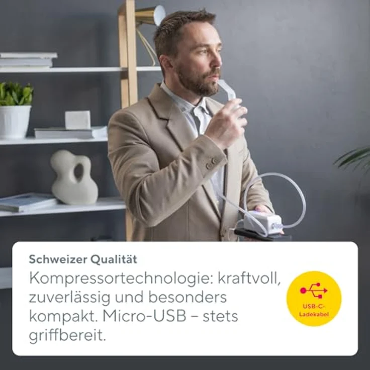 B.Well MED-120, Nebulisator mit 71,1% atembarem Anteil, akkubetrieben, inklusive Masken für Erwachsene und Kinder – Bild 3