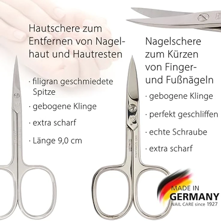DREI SCHWERTER Maniküreset 'Genova', 6-tlg. Nagelpflegeset in weissem Kunstlederetui, inkl. Nagelschere, Hautschere, Nagelknipser, Glas- und Saphirnagelfeile, Pinzette – Bild 2