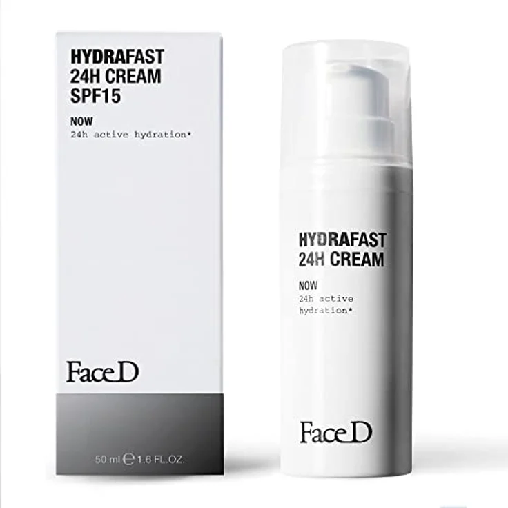 Face D - Hydraftast 24H feuchtigkeitsspendende und beruhigende Creme mit Hyaluronsäure und Vitamin C+E, SPF15, 50 ml, für alle Hauttypen, auch empfindliche, ohne Silikone und Parabene, mit 5-molekularer Hyaluronsäure und Feigenkaktus – Bild 2