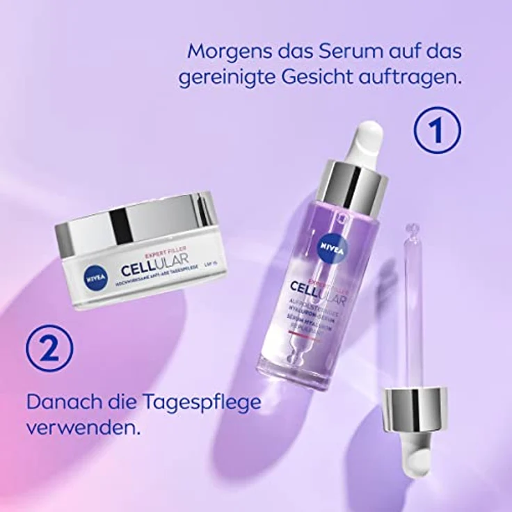 Nivea Hyaluron CELLular Filler Hyaluron Serum-Essence Feuchtigkeitsspendendes Gesichtsserum 30 ml – Bild 4