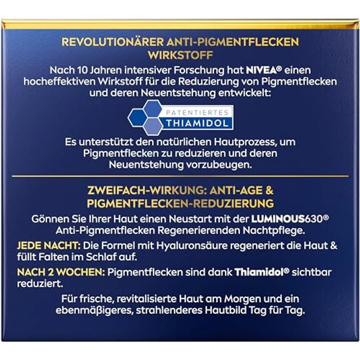 Nivea LUMINOUS630 Anti-Pigmentflecken Nachtcreme, Regenerierende Feuchtigkeitspflege mit Hyaluronsäure, 50ml – Bild 10