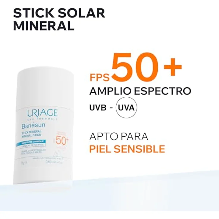 Uriage Bariésun Mineral Stick SPF 50+, Sonnenschutz für empfindliche Gesichtsstellen, 18 g, mineralische UV-Filter, schützend und pflegend – Bild 2