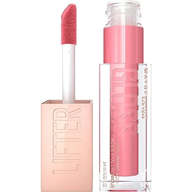 Maybelline New York Glänzender Lipgloss für voller wirkende Lippen, Feuchtigkeitsspendend, Mit Hyaluronsäure, Lifter Gloss Candy Drop, Farbe: Nr. 021 Gummy Bear (Rose), 1 x 5,4 ml