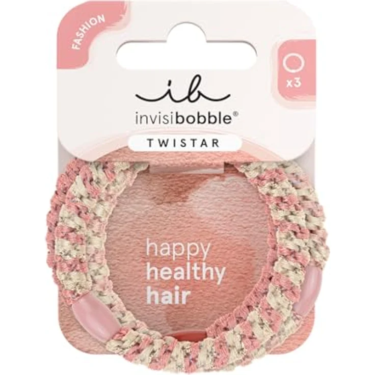 Invisibobble Twistar Haargummi Blush Braids, Stylisches Haaraccessoire beige & rosa, Haargummi Damen für jeden Look, 3 Stück – Bild 1