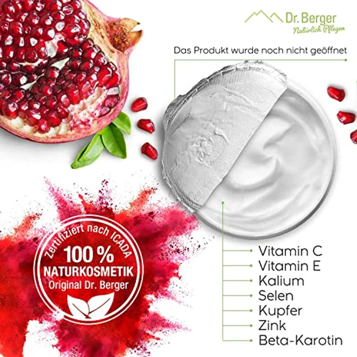 Dr. Berger Granatapfel Anti-Aging-Creme, revitalisierende Gesichtscreme mit Antioxidantien, 250 ml – Bild 5