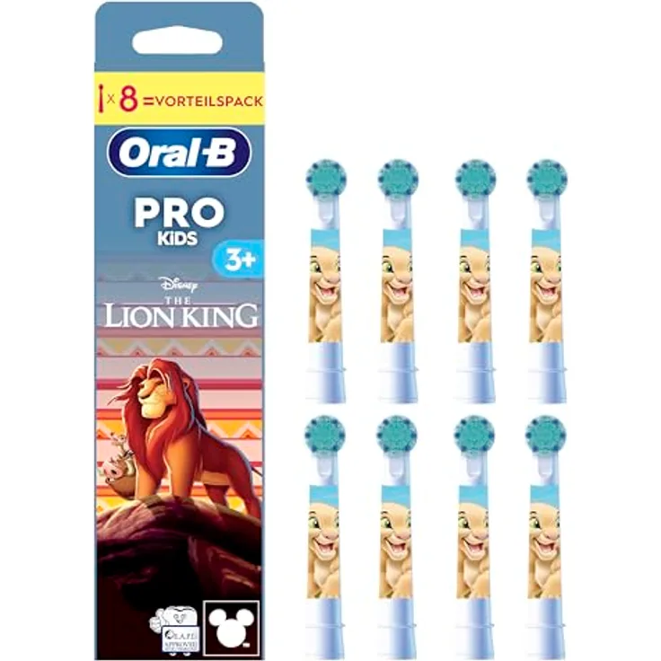 Braun Oral-B PRO Kids 3+ Aufsteckbürsten König der Löwen, 8er Pack, extra weiche Borsten für sanfte Reinigung