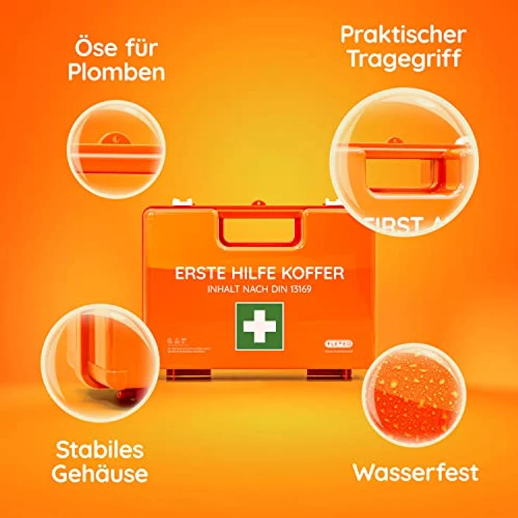 Flexeo Erste-Hilfe-Koffer mit Füllung nach DIN 13169 inkl. Wandhalterung – Bild 4