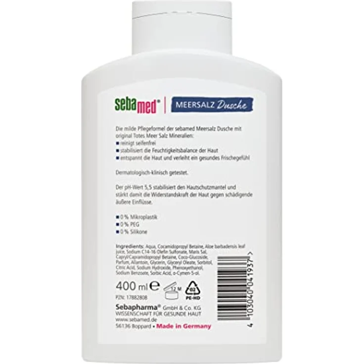 SEBAMED Meersalz Dusche, seifenfreie Reinigung für empfindliche und trockene Haut, ohne Mikroplastik 400ml – Bild 2
