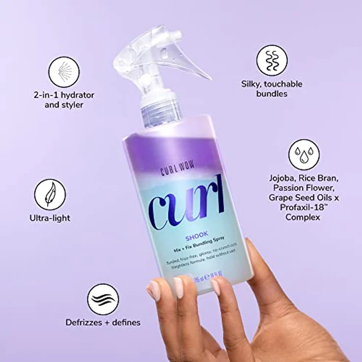 Color Wow Styling Spray Locken "Shook", Glanzspray Lockiges Haar, Leave-In-Spray für Lockiges Haar, Curl Wow Defining Cream Gesunde & Glänzende Locken, 295ml – Bild 3