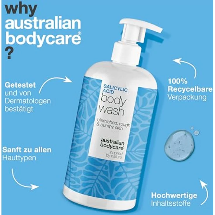 Australian Bodycare Salicylsäure-Duschgel, gegen Pickel am Rücken, Po und Brust – mit Niacinamid, Zink PCA & Glycerin – Bild 4