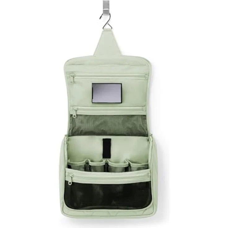 REISENTHEL® toiletbag XL puffer iced matcha, geräumige Kosmetiktasche aus pflegeleichtem Polyamid mit 4l Fassungsvermögen, inklusive Haken und Spiegel – Bild 3