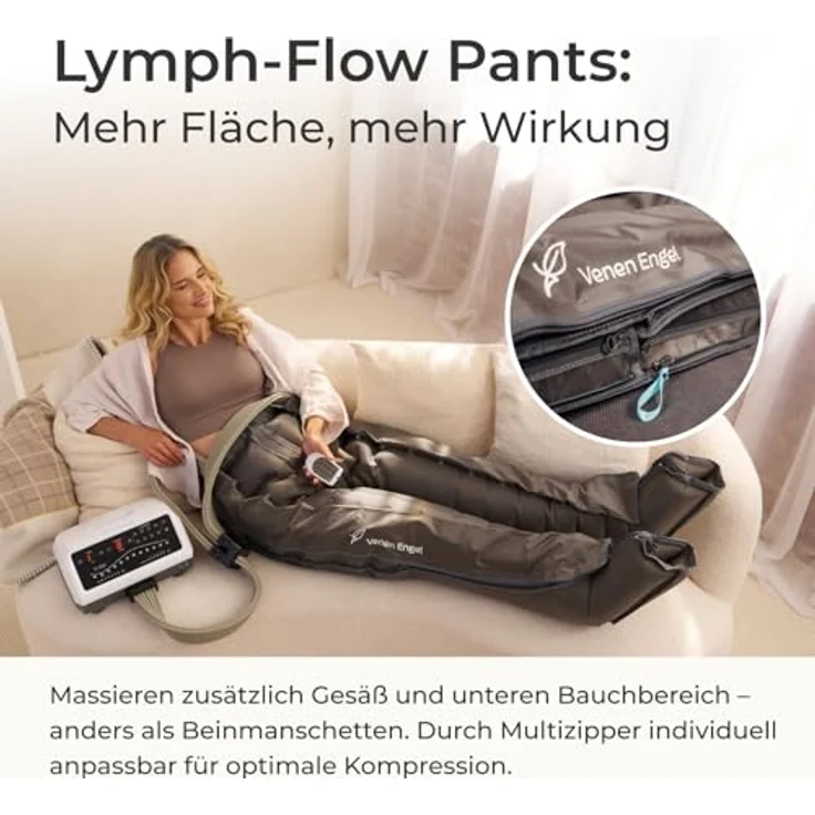 Venen Engel 12 Lymph-Flow Pants, Hosenmanschette mit 12 Luftkammern, 8 Massageprogrammen, Unterstützung der manuellen Lymphdrainage, Reduzierung von Cellulite, individuell einstellbarer Druck und Zeit – Bild 3