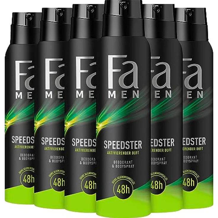 FA Deospray Men Speedster, 6er Pack mit 48h Schutz, 6x 150 ml, vegan und hautfreundlich – Bild 1