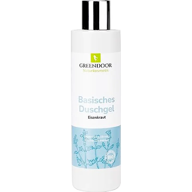 GREENDOOR Basisches Bio Duschgel Eisenkraut 250ml, biologisch abbaubar, Naturkosmetik ohne Sulfate Silikon Parabene, outdoor geeignet natural