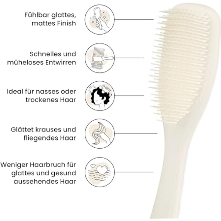 Tangle Teezer Ultimate Detangler Haarbürste, Entwirrungsbürste für nasses und trockenes Haar, zweistufige Borsten, Porzellancreme matte Oberfläche, für alle Haartypen – Bild 5