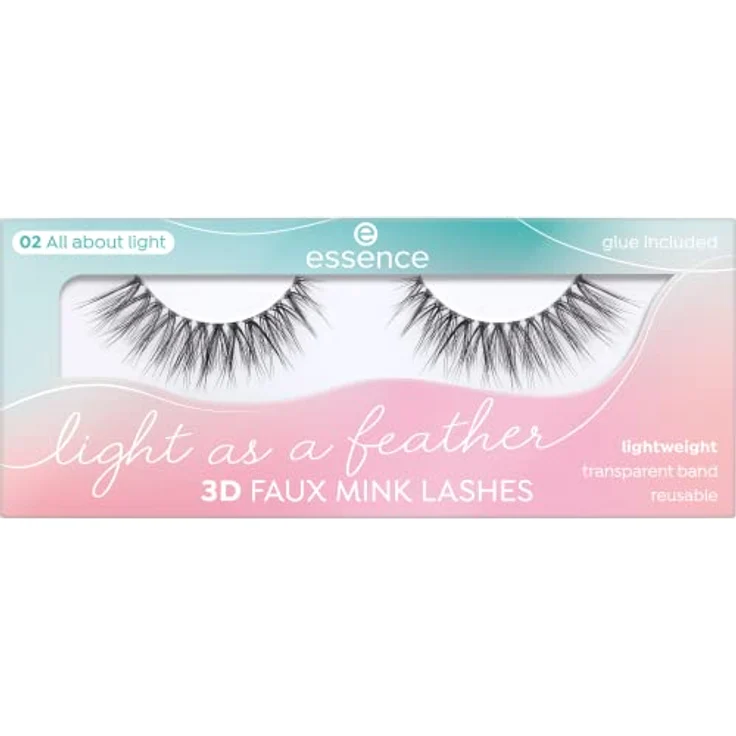 essence cosmetics Light as a feather 3D faux mink lashes, künstliche Wimpern, Nr. 02, Schwarz, volumengebend, Expressergebnis, vegan, ohne Mikroplastikpartikel, Nanopartikel frei, ohne Parfüm, 1er Pack (1pair) – Bild 2