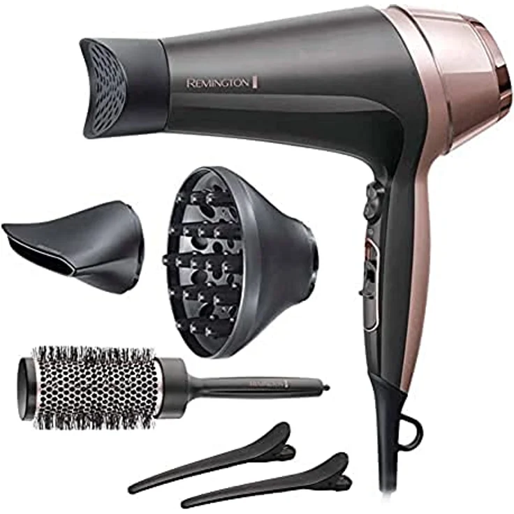Remington Haartrockner Ionen Curl-Straight D5707, 2200W mit 3 Stylingaufsätzen, Diffusor, 45mm Rundbürste, 3 Heiz- & 2 Gebläsestufen – Bild 1