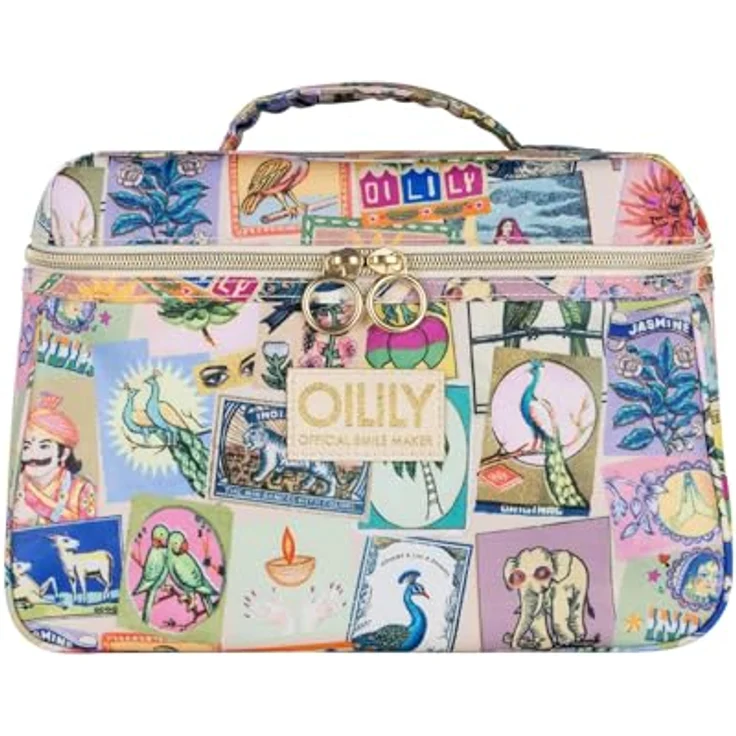 Oilily Kosmetiktasche Coco Beauty Case, geräumiges Design mit Innenorganisation und goldfarbenen Verschlüssen, Almond Oil bunt – Bild 1