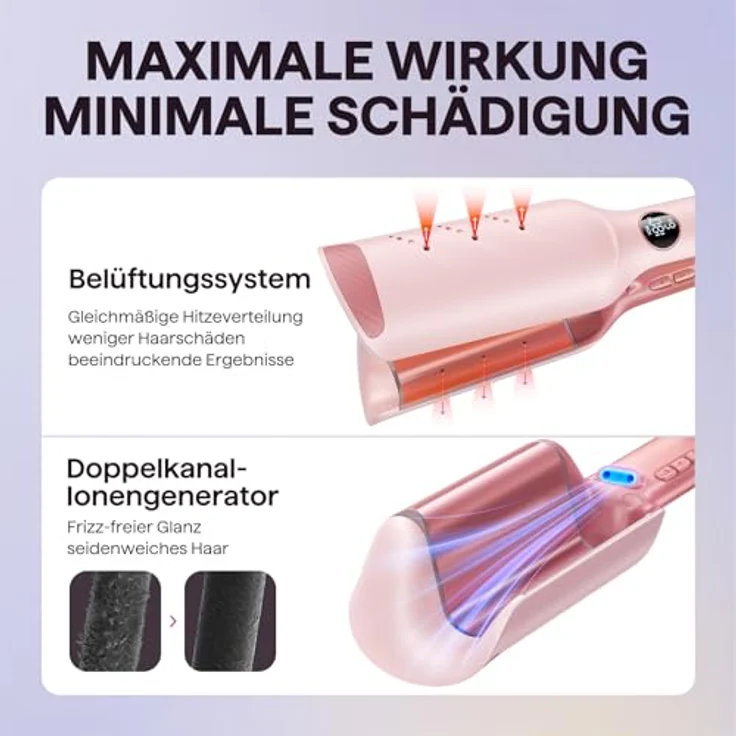 Wavytalk Power Wave Welleneisen 35 mm, Ionen-Keramik mit Anti-Verbrennungsschutz und intelligentem Styling-Timer für Beach Waves – Bild 4