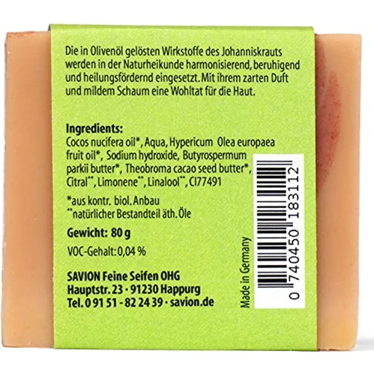 Savion Johannis Körperseife mit Johanniskrautöl, Vegan, Palmölfrei, Tierversuchsfrei, 80g – Bild 5