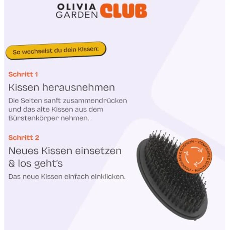 Olivia Garden Club THE RESET CUSHION Wet & Curly Detangling Cushion, flexible Nylonborsten für nasses und trockenes Haar, schwarz – Bild 4