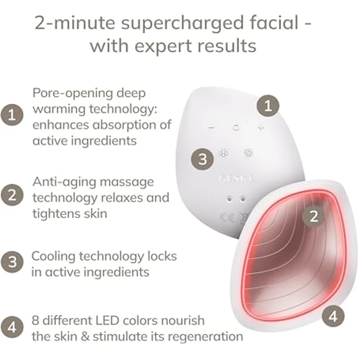 Geske Soniczny Massagegerät Cool & Warm 9in1 mit App, Gesichtsmaske in Starlight, 1 ml – Bild 2