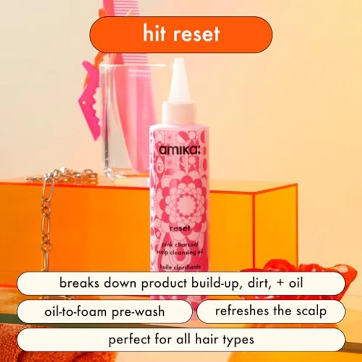 Amika Reset Pink Charcoal Scalp Cleansing Oil, Öl-zu-Schaum-Reinigungsprodukt für die Kopfhaut, 150 ml – Bild 4