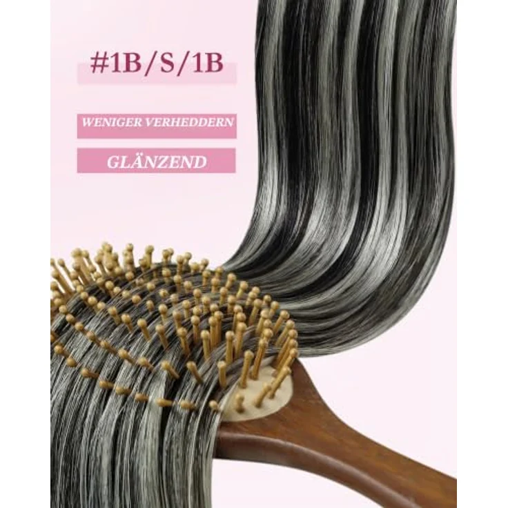 YoungSee Microring Extensions Echthaar Silber 55 cm, Micro Loop Extensions Ombre, Remy Echthaar, 50g, unsichtbare Kaltfusions-Extensions für Damen – Bild 2