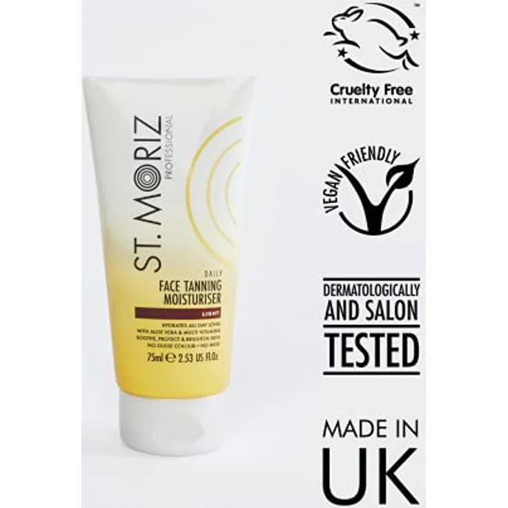 St. Moriz Professional Daily Face Tanning Feuchtigkeitscreme mit Aloe Vera & Vitamin E, Schrittweise vegane Fake Tan, mittel (75ml) – Bild 3