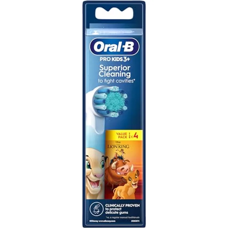 Oral-B Pro Kids Zahnbürstenköpfe mit Disney König der Löwen, 4 Stück, extra weiche Borsten für sanfte Reinigung, geeignet für Kinder ab 3 Jahren