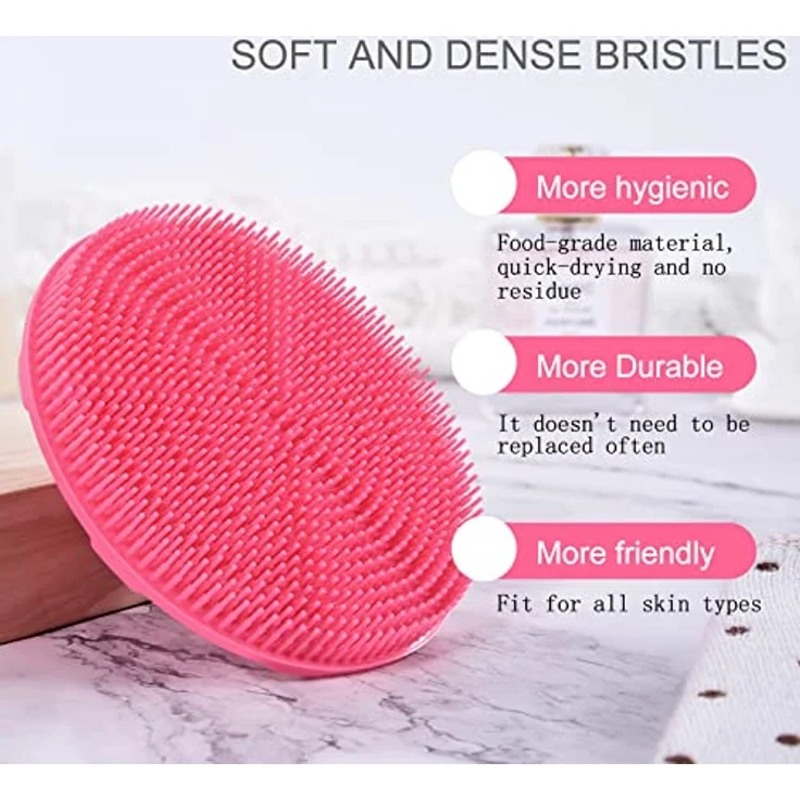 INNERNEED Körperschrubber, Duschbürste aus lebensmittelechtem Silikon, sanftes Peeling, hygienisch, rosa – Bild 4