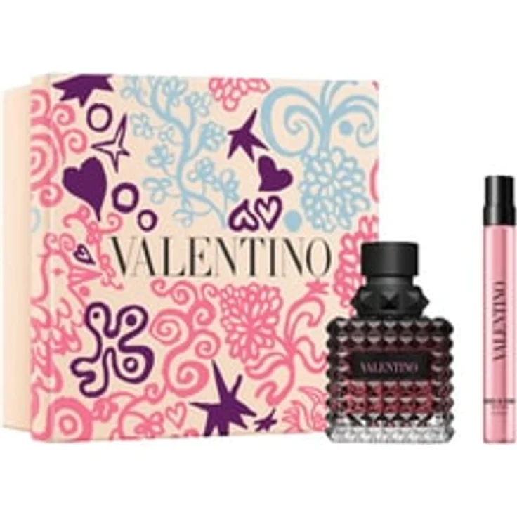 Valentino Born In Roma Donna Intense, Damen Duftset mit 50 ml Eau de Parfum und 10 ml Reisegröße, blumige Amberkomposition