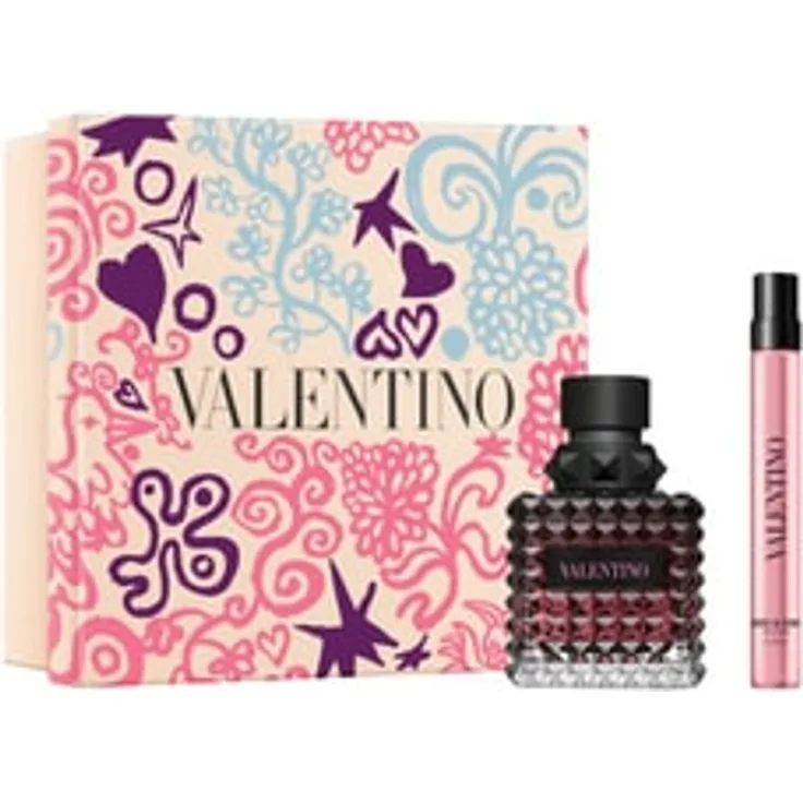 Valentino Born In Roma Donna Intense, Damen Duftset mit 50 ml Eau de Parfum und 10 ml Reisegröße, blumige Amberkomposition