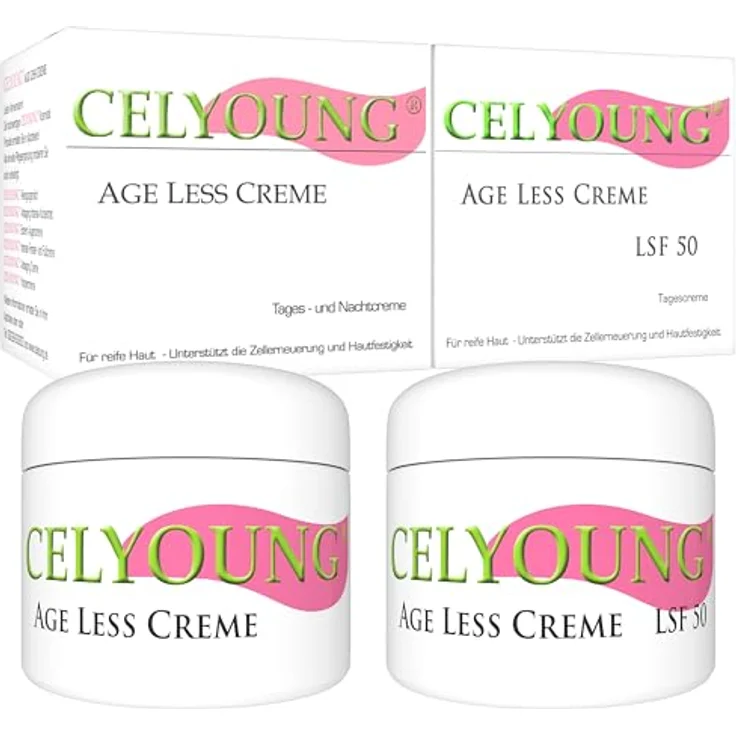 Celyoung Age Less Creme + GRATIS Age Less Creme LSF50 - Reichhaltige Gesichtspflege für trockene bis normale Haut - 2x50 ml – Bild 2