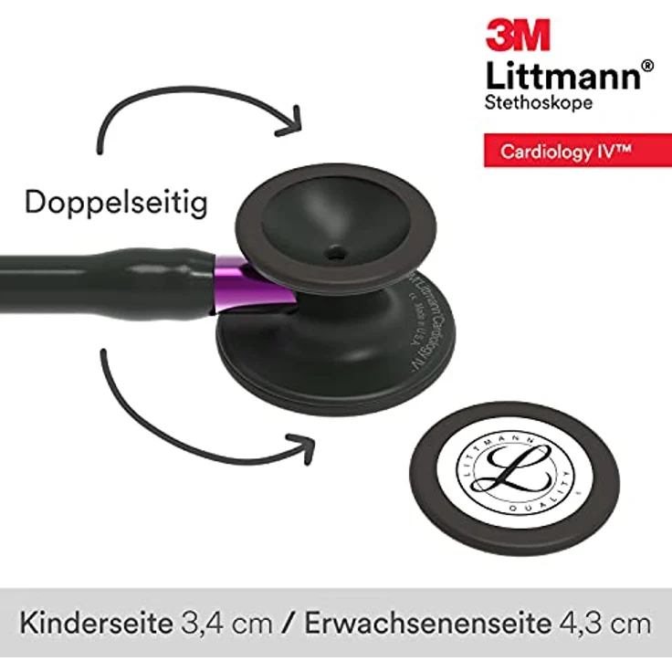 Littmann Cardiology IV Diagnostic Stethoskop Black Edition violetter Schlauchanschluss 1 Stück - Preisvergleich – Bild 3