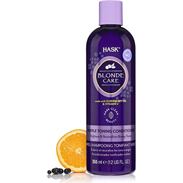 HASK Blonde Care Lila-Conditioner – für alle Blondnuancen, farbsicher, glutenfrei, ohne Sulfate, ohne Parabene, tierversuchsfrei – 355 ml – Bild 1