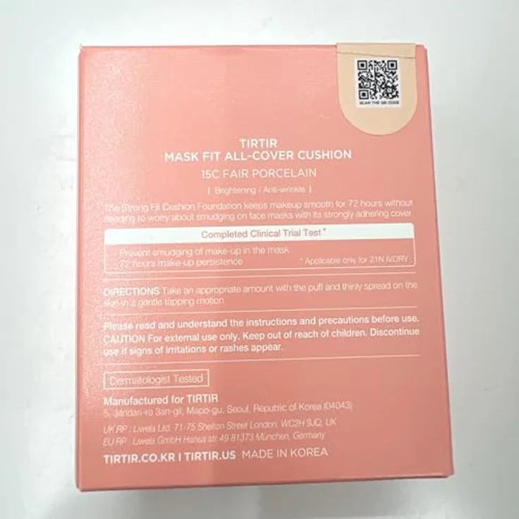 TIRTIR Mask Fit All Cover Cushion, mattierendes Make-up mit Hyaluronsäure, Farbton 15C Fair Porcelain, 18 g – Bild 8