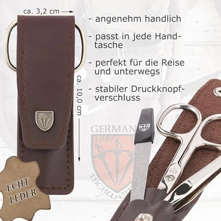 DREI SCHWERTER Nagelpflegeset 'Venezia' 3-tlg. in Braun, Maniküre Pediküre Set mit Nagelschere, Pinzette und Saphirnagelfeile, MADE IN GERMANY – Bild 4