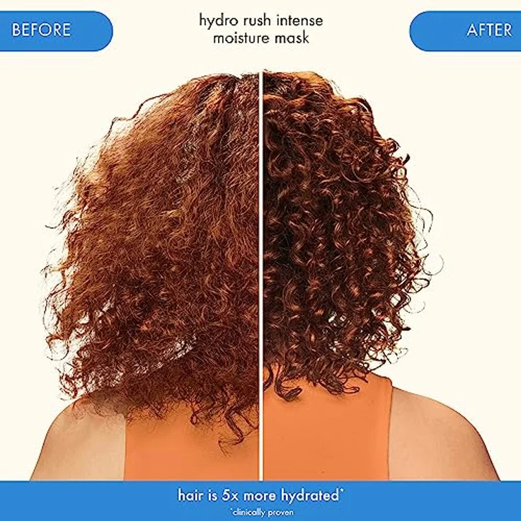 Amika Hydro Rush Intense Moisture Mask, 250 ml, Feuchtigkeitsmaske mit Hyaluronsäure & Sanddorn für trockenes Haar, 5 Tage intensive Feuchtigkeit, entwirrend – Bild 4