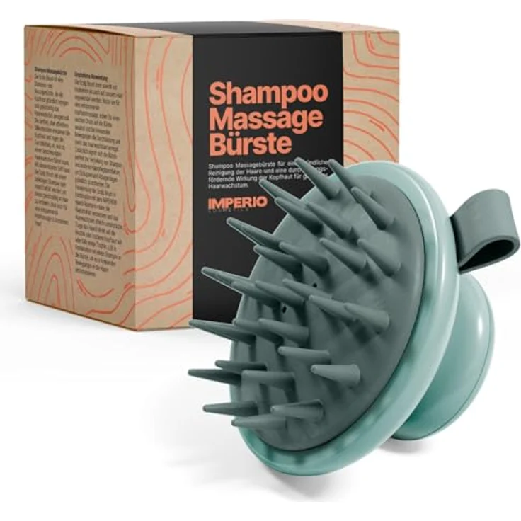 IMPERIO Shampoo-Massagebürste für Tiefenreinigung und Haarwachstum, Silikonborsten – Bild 1