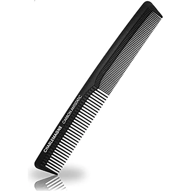 Charlemagne Carbon-Haarkamm, 18 cm Feinzahn, antistatisches Finish, bruchsicherer Herrenkamm, kompakte Größe, ideal für Haar- und Bartstyling – Bild 1