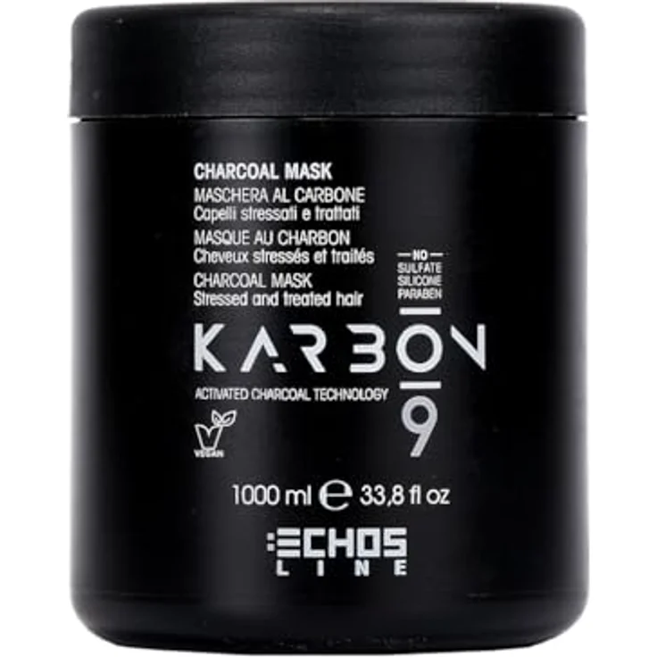 Echosline Karbon 9 Charcoal Vegan Organic Mask Carbon Based (1000ml) - Natürliche Haarkur für Energieboost – Bild 1
