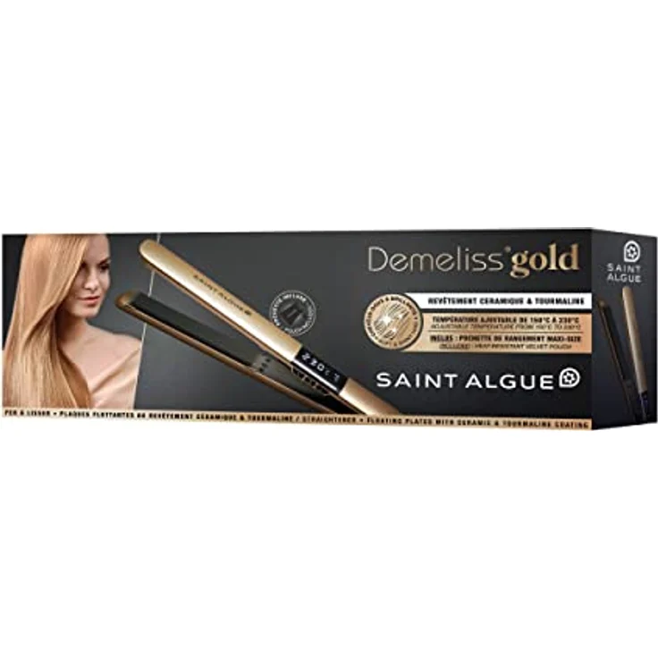 Saint Algue Demeliss Gold, 2in1 Glätteisen mit Wellenfunktion und einstellbarer Temperatur von 150 °C bis 230 °C, gold – Bild 4