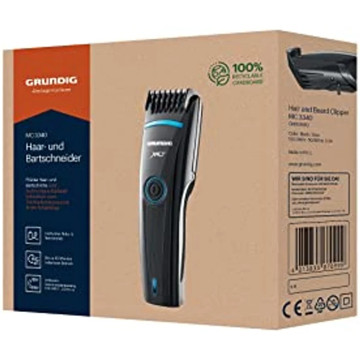 Grundig MC 3340 Haarschneider Netz- und Akkubetrieb 4 Aufsteckkämme silberfarben – Bild 7