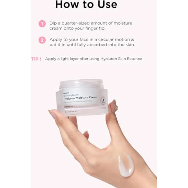 Konjac Sponge HANSKIN Real Complexion Hyaluronic Moisture Cream, feuchtigkeitsspendende Gesichtscreme mit Hyaluronsäure, 50 ml, 24h Creme – Bild 6